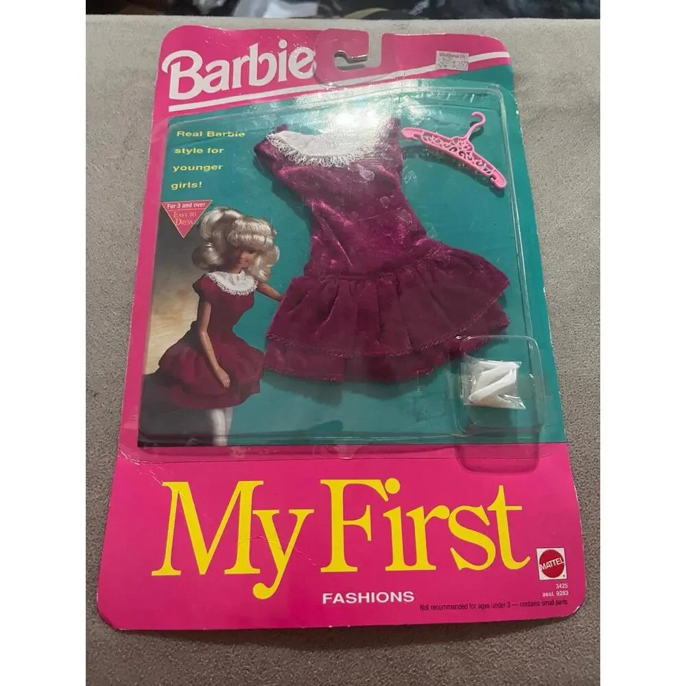 VINTAGE 1992 MY FIRST‎ BARBIE FASHIONS SEALED 3425 BURGUNDY VELVET DRESS RARE